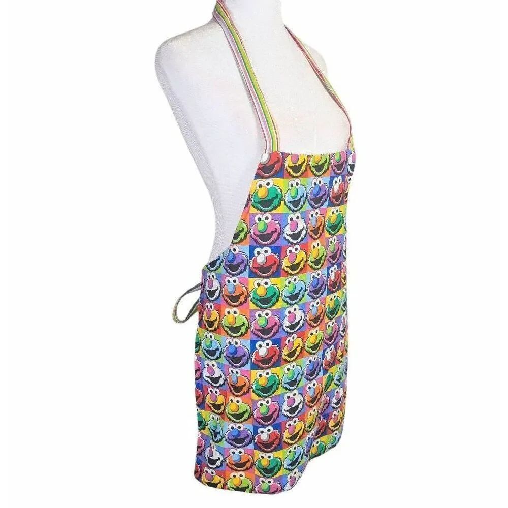 Custom Handmade Elmo Op art pop multicolor rainbow apron smock one size